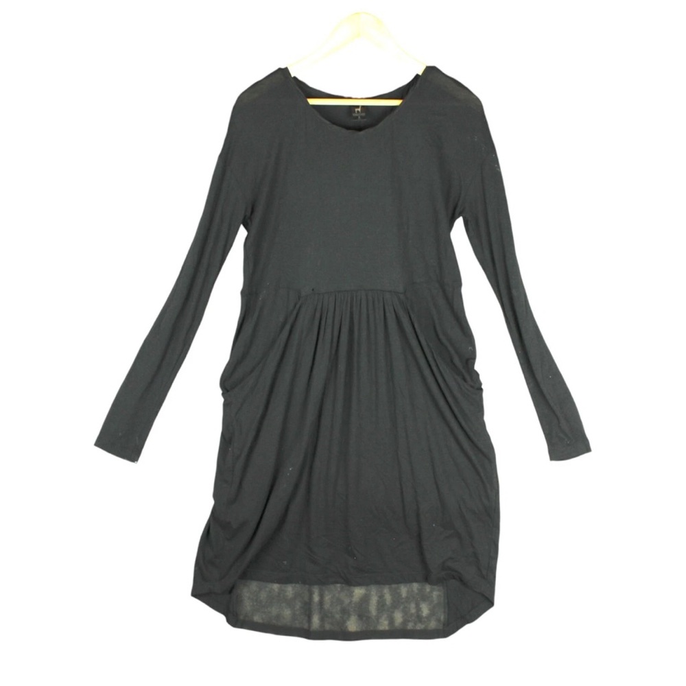 PERUVIAN CONNECTION Women lagenlook dress black scoop neck Size M Boho